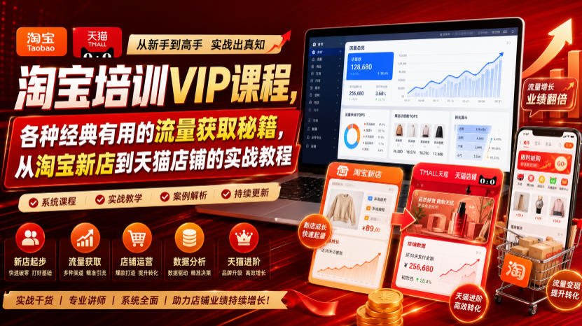 淘宝培训VIP课程,各种经典有用的流量获取秘籍,从淘宝新店到天猫店铺的实战教程(更新08月12日)-创业信息网
